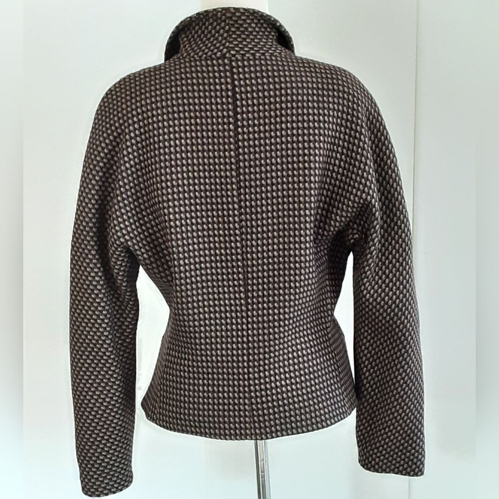 Alex de Bolzan Houndstooth 100% Wool Crop Jacket Sz 10 - Vtg - Picture 4 of 10